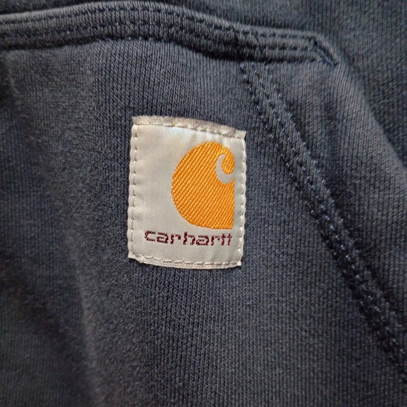 Carhartt Loose Fit Navy Hoody Sweatshirt (M) Bleach Damage 😳😭 Needs Love - Picture 2 of 8